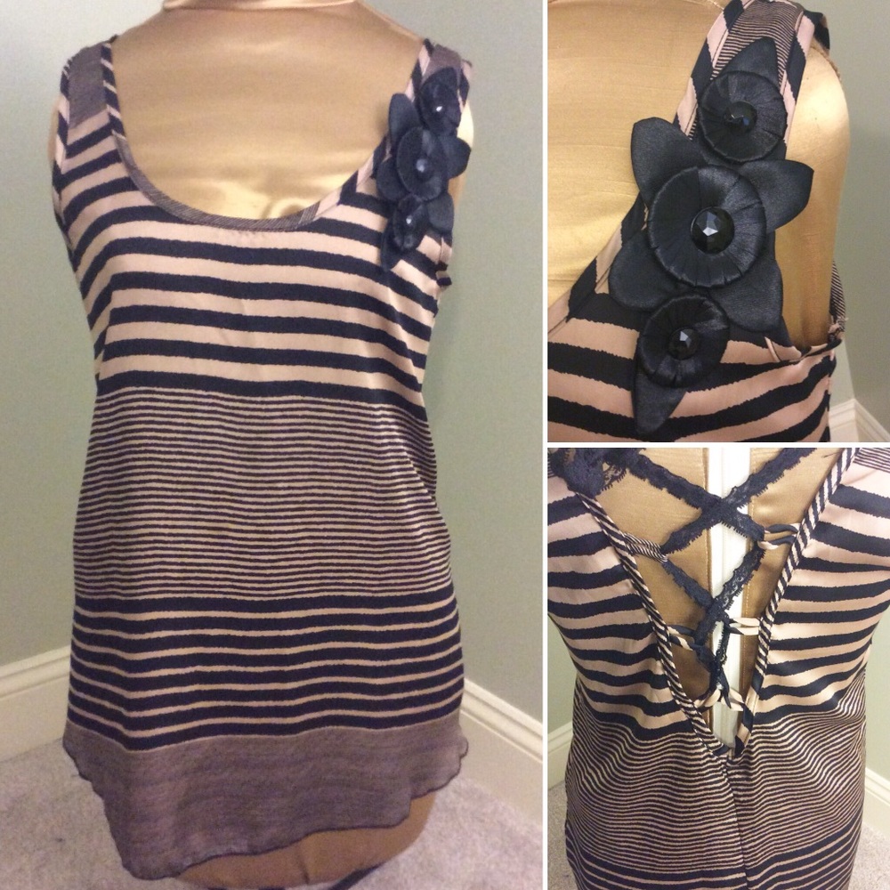 🔴 Hello Miss Striped Tank with Flowers Lace Up